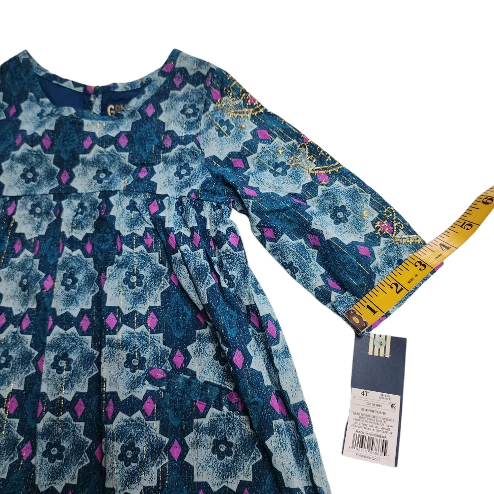Genuine Kids from Oshkosh Floral Dress with Golden Accents Kids Girls Si…